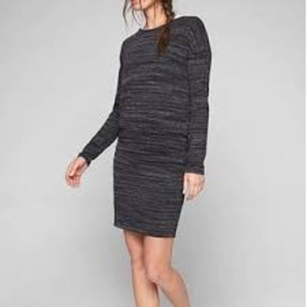 Athleta Women Avenues Winter Dress Long Sleeve Space Dye Basics Ruched XS